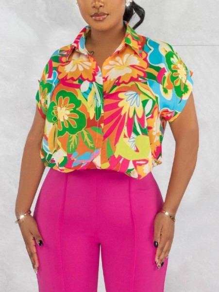 Vibrant Printed Shirt With Pants Pink Set