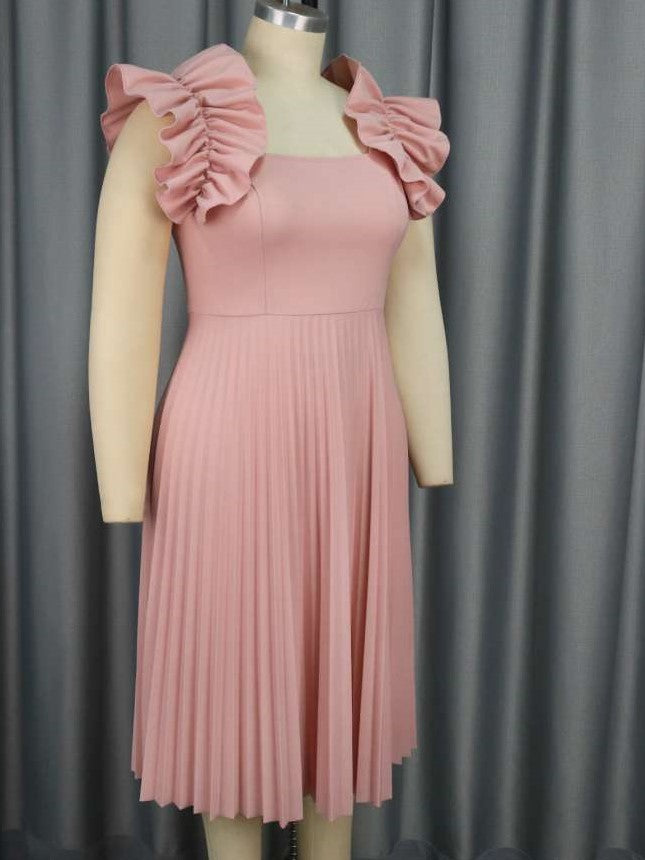 Beautiful Pink Pleated Fitted Dress