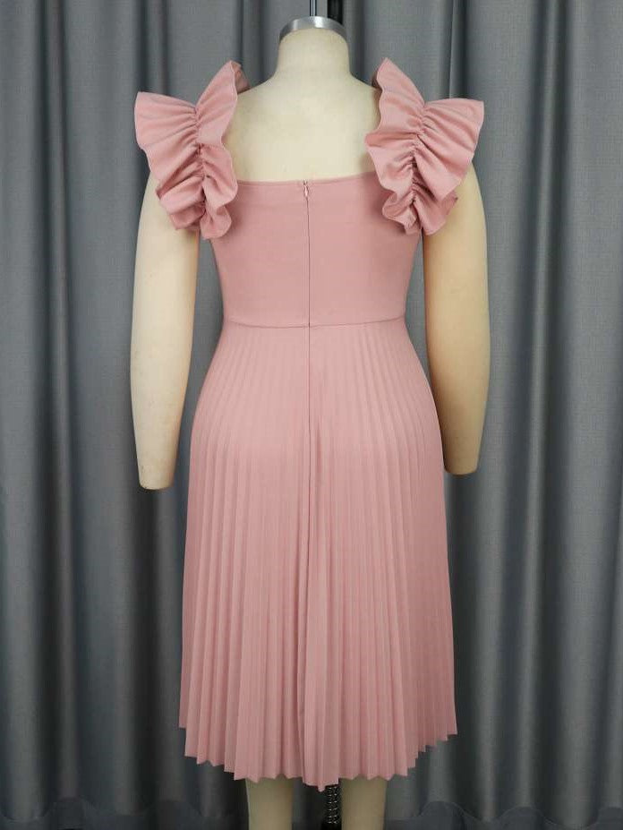 Beautiful Pink Pleated Fitted Dress