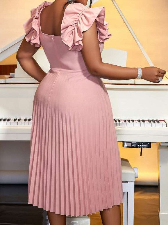 Beautiful Pink Pleated Fitted Dress
