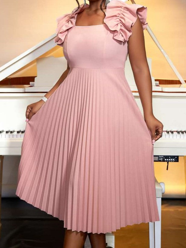 Beautiful Pink Pleated Fitted Dress
