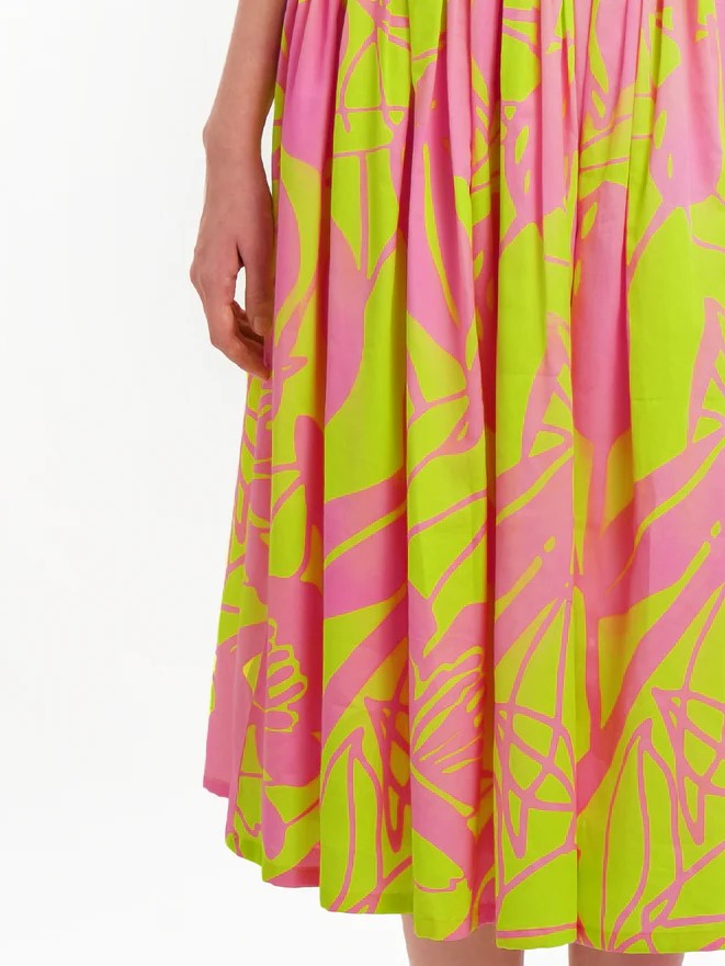 Bright Neon Floral Print Top With Skirt Co Ord Set