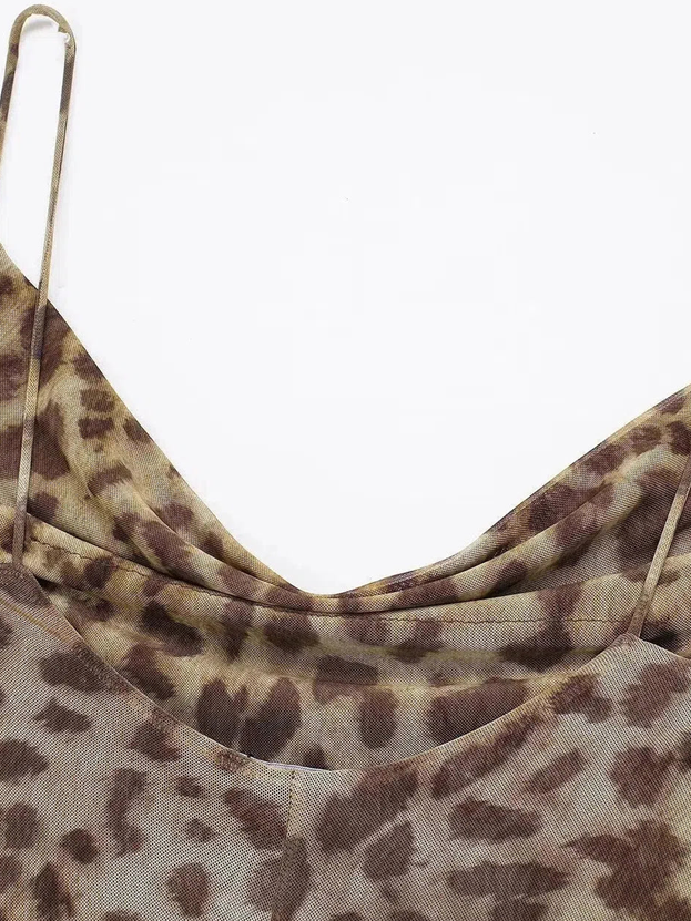 Chic Animal Print Cowl Neck Maxi Dress