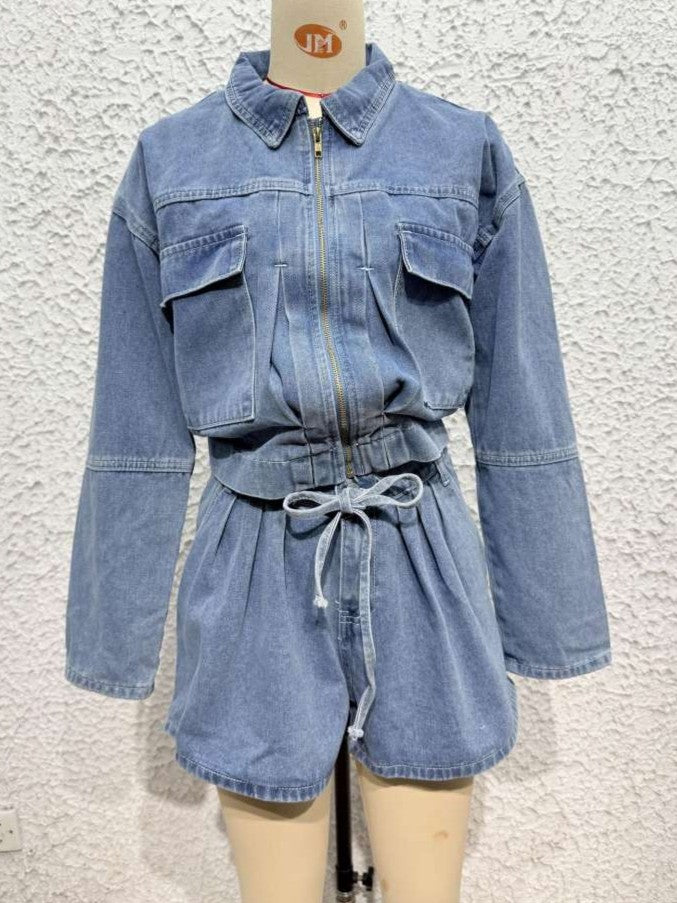Chic Cargo Denim Jacket Co Ord Set