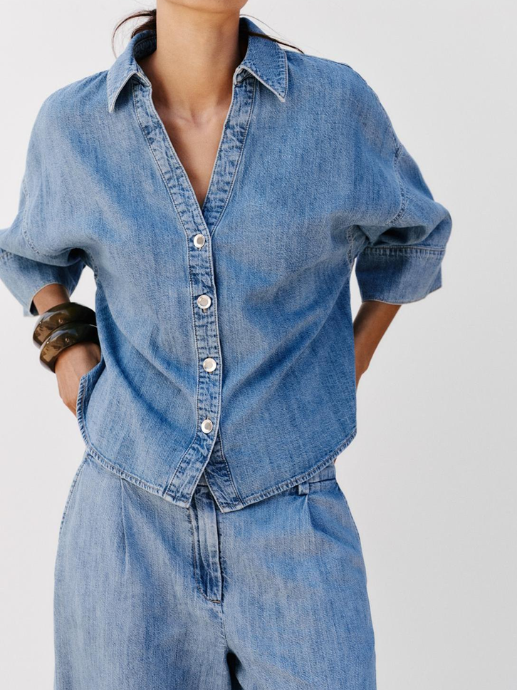 Chic Denim Wide Leg Co ord Set
