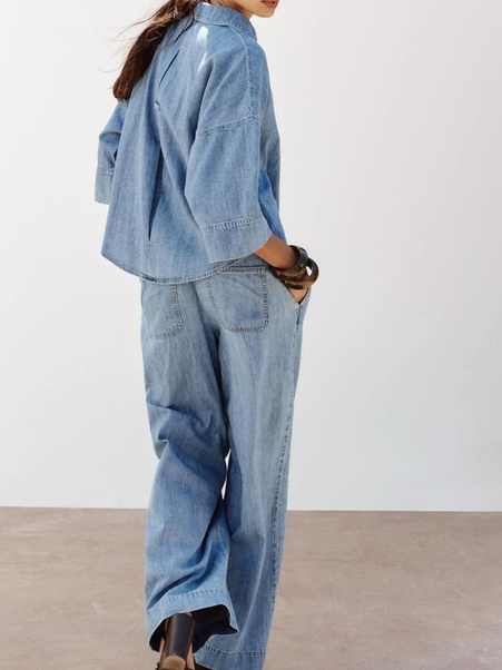 Chic Denim Wide Leg Co ord Set