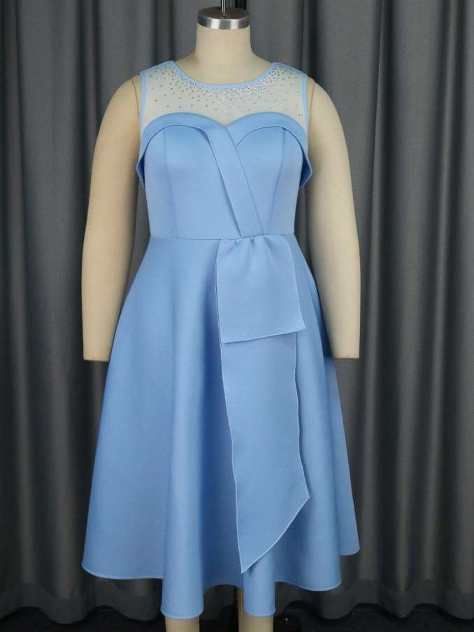Classy Sleeveless Blue High Rise Dress