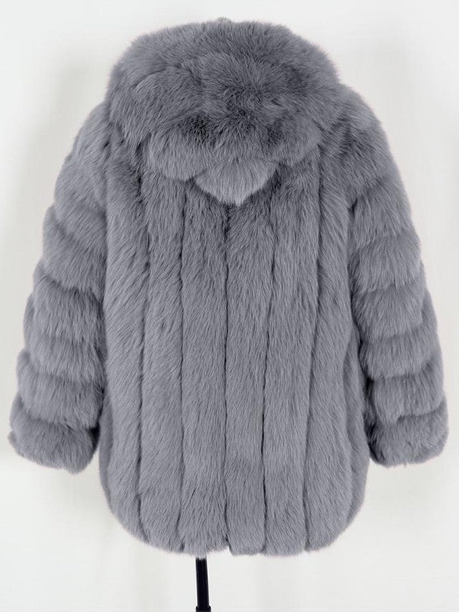 Cozy Winter Lapel Long Sleeve Loose Grey Coat