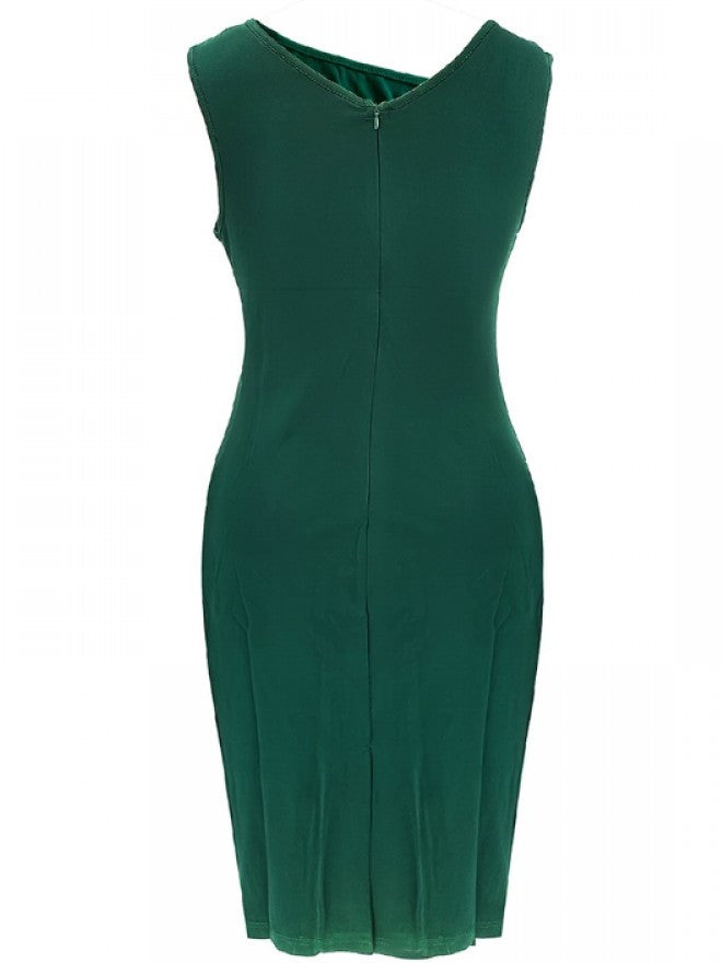 Elegant One Shoulder Ruched Green Dress