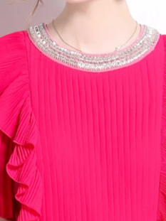 Elegant Short Sleeve Pleated Maxi Dress