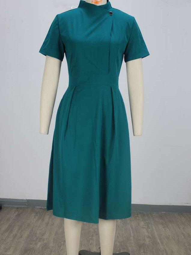 Elite Mock Neck Green Dress