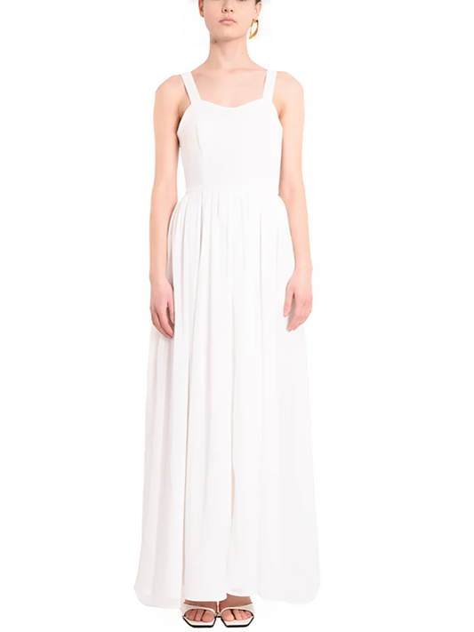 Evergreen White Sleeveless Maxi Dress