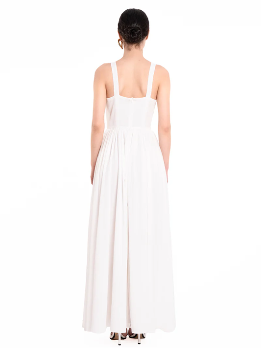 Evergreen White Sleeveless Maxi Dress