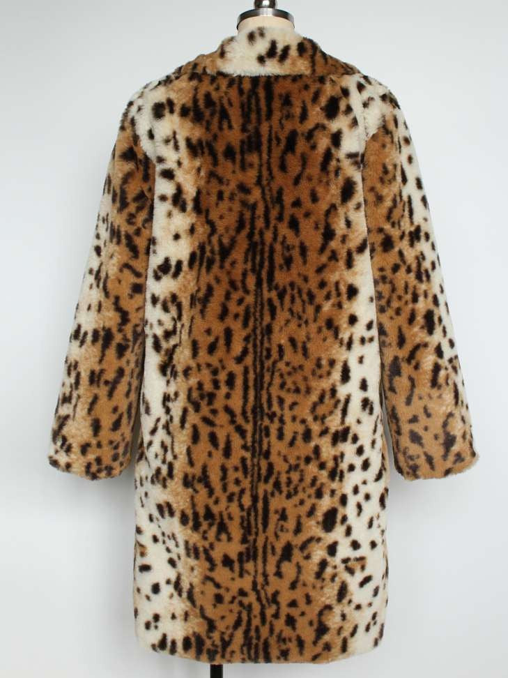 Exquisite Winter Wear Leopard Print Brown Long Coat