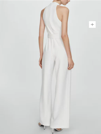 Fabulous White Wide Leg Halterneck Jumpsuit With Belt