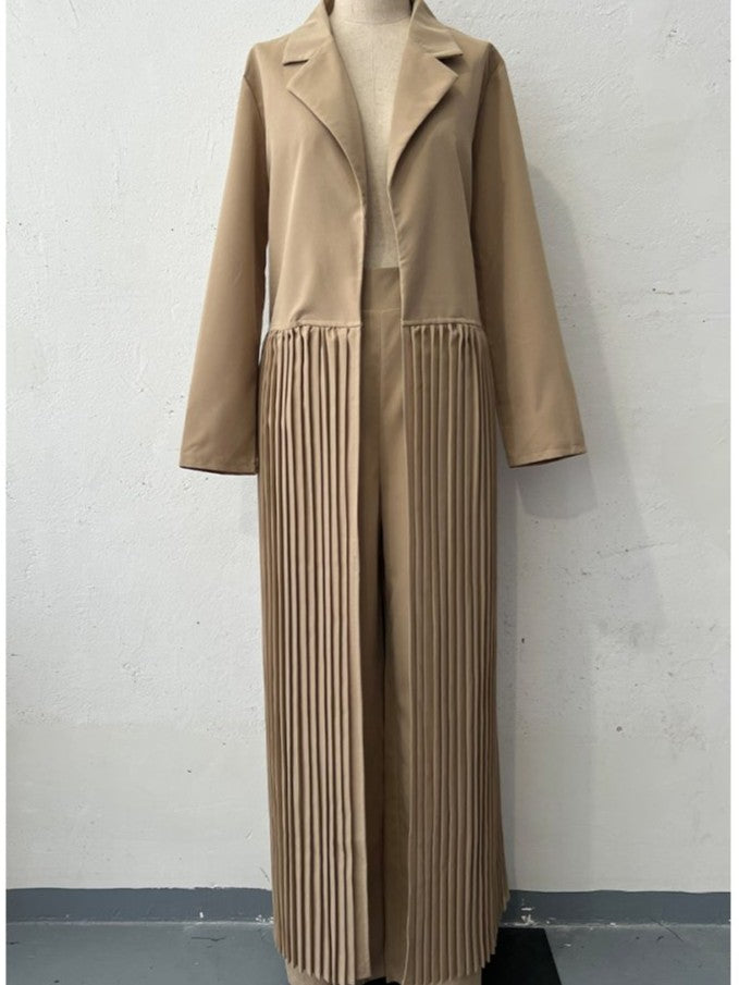 Formal Look Fringed Tailored Collar Long Blazer Pant Set