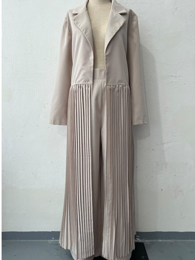 Formal Look Fringed Tailored Collar Long Blazer Pant Set