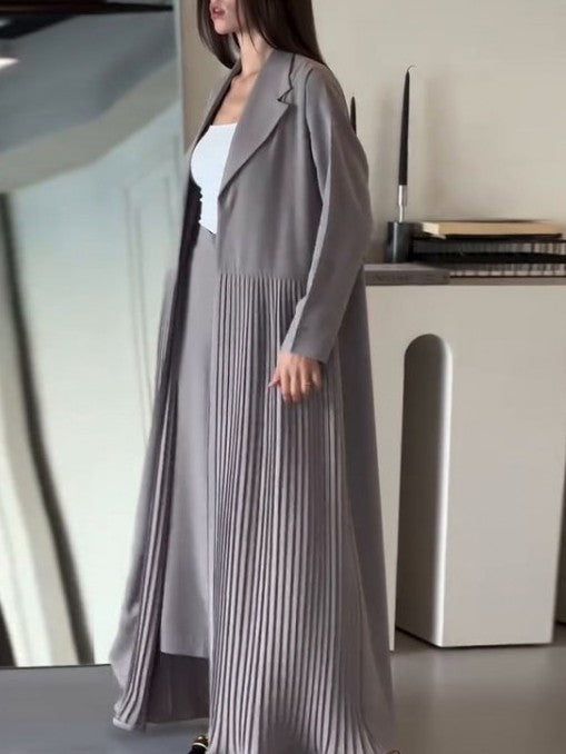 Formal Look Fringed Tailored Collar Long Blazer Pant Set