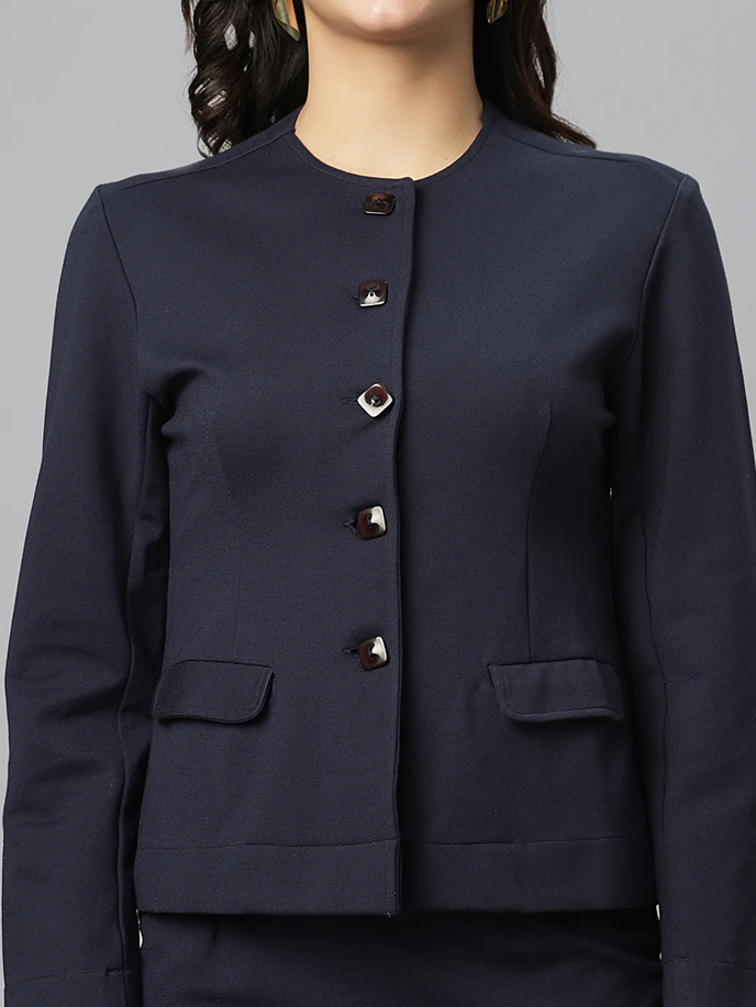 Formal Style Blue Skirt Co Ord Set
