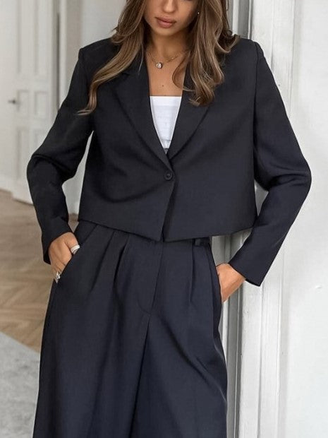 Formal Style Solid Long Sleeve Blazer Pants Set