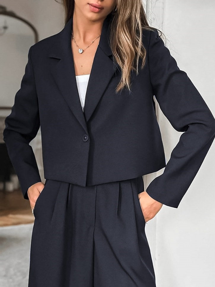Formal Style Solid Long Sleeve Blazer Pants Set