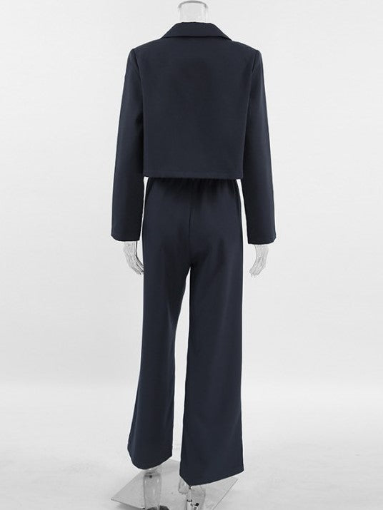 Formal Style Solid Long Sleeve Blazer Pants Set