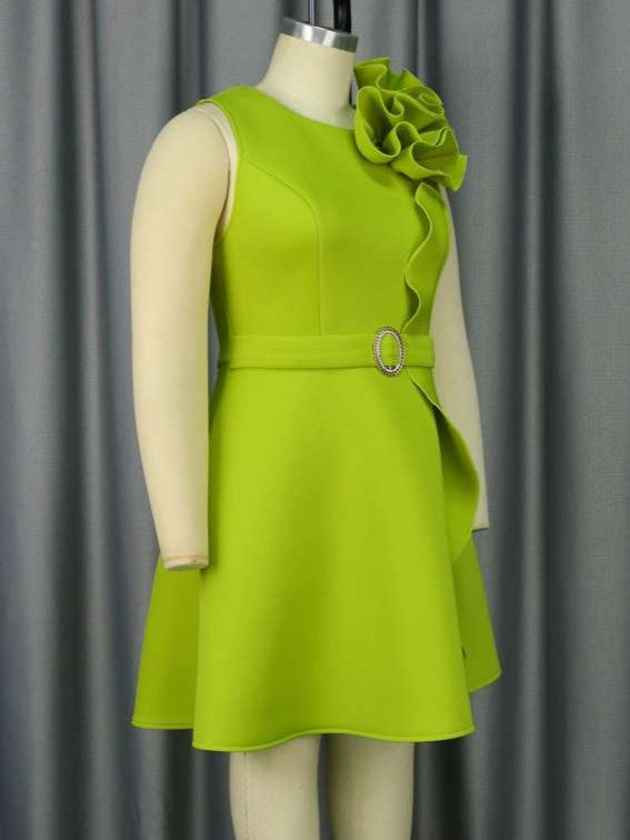 Glamorous Green Sleeveless Bow Decor Fitted Dress