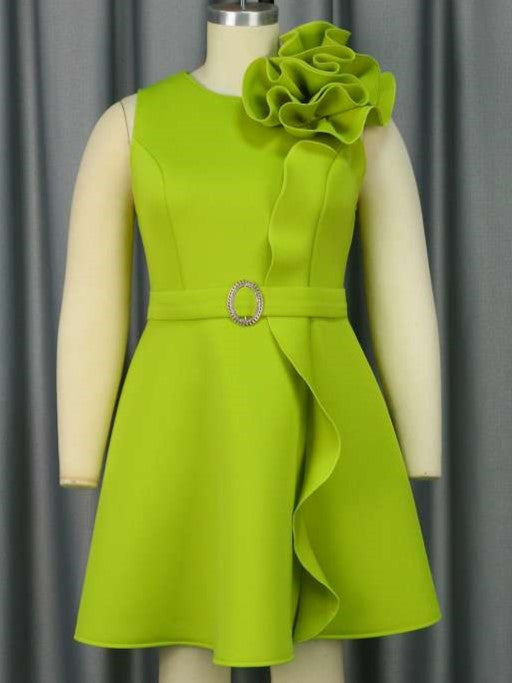Glamorous Green Sleeveless Bow Decor Fitted Dress