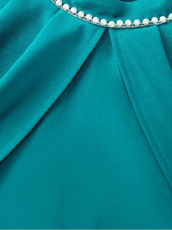 Lovely Solid Ruffle Cape Sleeve Green Dress