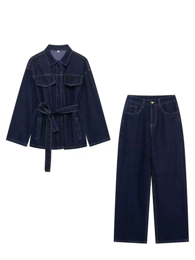 New Arrival Denim Jacket Top With Pants Co ord Set