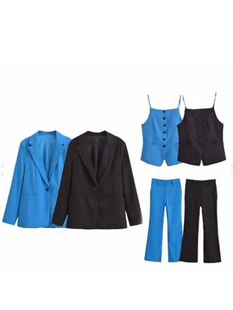 Premium Formal Wear Blazer With Vest And Pants Black Set