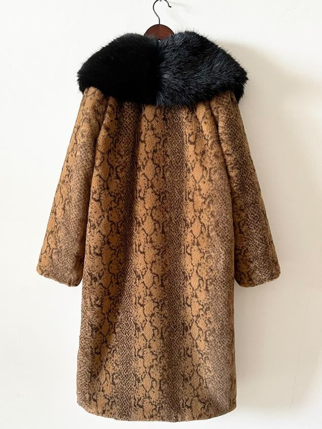 Premium Winter Fashion Snake Print Long Coat