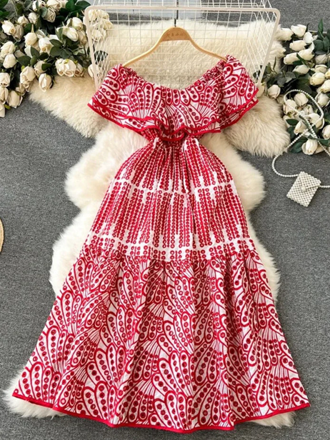 Pretty Off Shoulder Pink Cut Out Maxi Dress