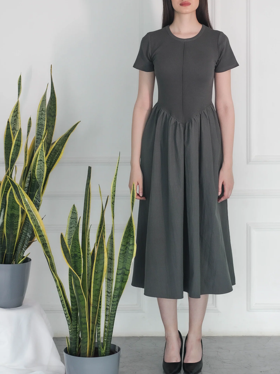 Smart Casual Charcoal Grey Dress