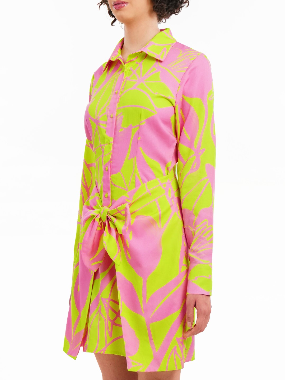 Smart Floral Print Tie Up Shirt Dress