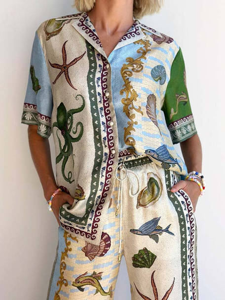 Smart Sea Theme Pants Co ord Set