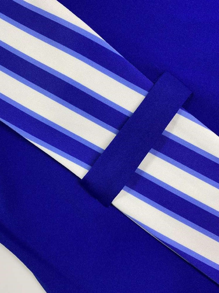 Smart Striped Bodycon Blue Midi Dress