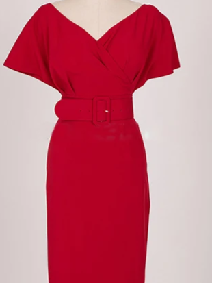 Sophisticated Bodycon Red Pencil Dress - Ships in 24 Hrs