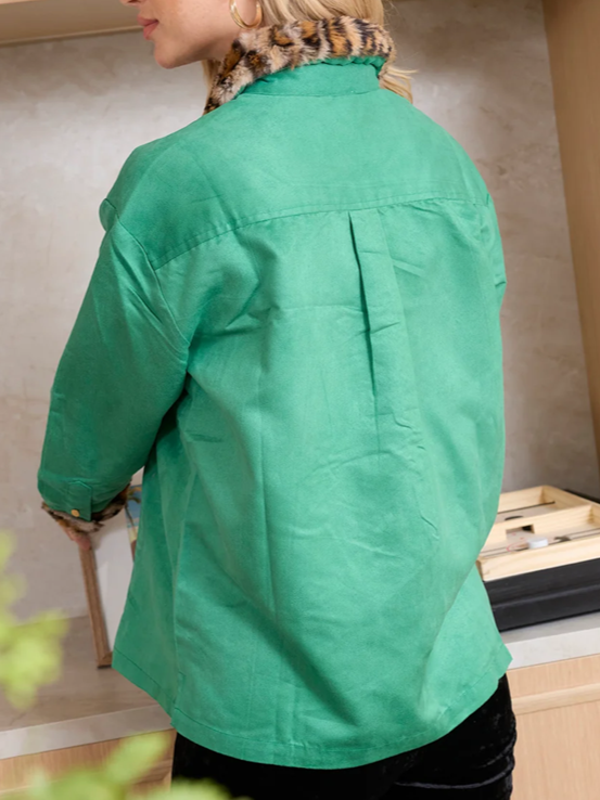 Stylish Green Fur Deecor Shirt