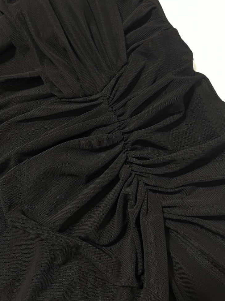 Stylish Square Neck Long Sleeve Black Bodycon Maxi Dress