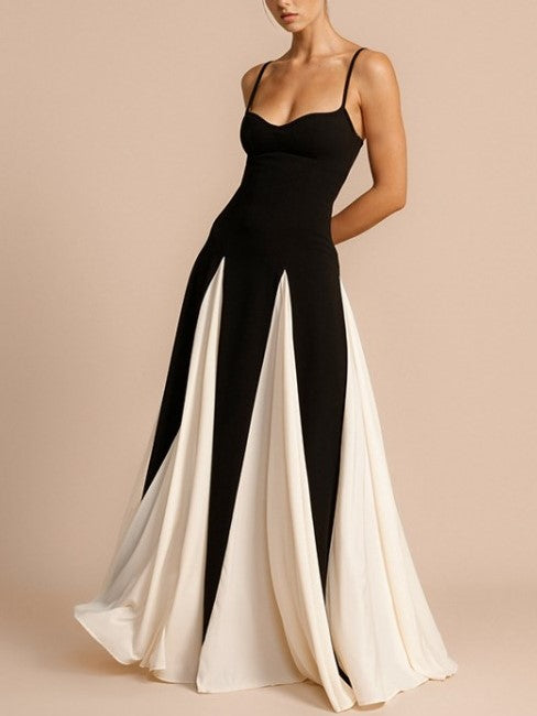 Suave Contrast Backless Swing Slip Dress - Ships in 24 Hrs