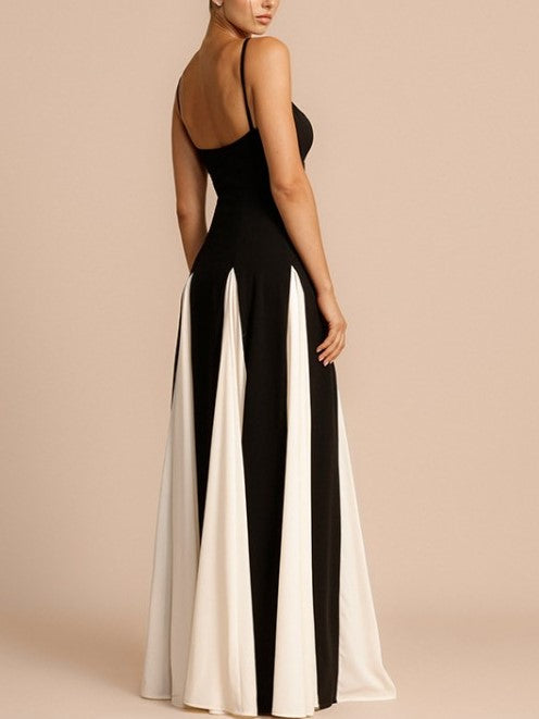 Suave Contrast Backless Swing Slip Dress - Ships in 24 Hrs