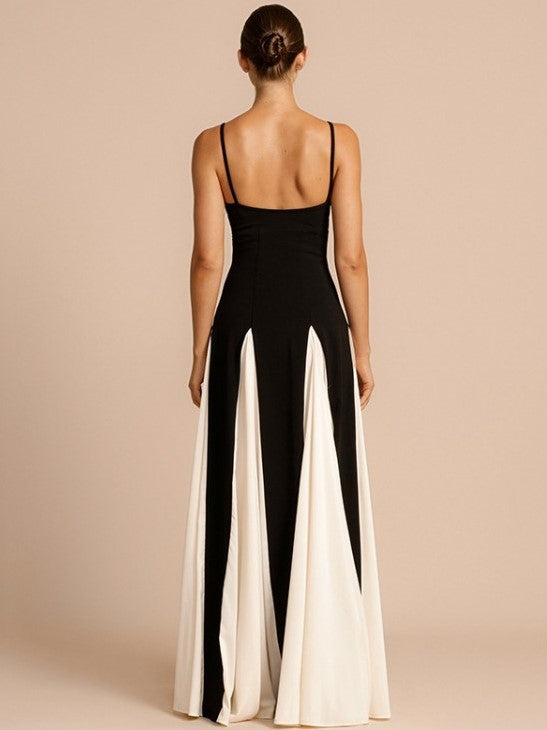 Suave Contrast Backless Swing Slip Dress - Ships in 24 Hrs