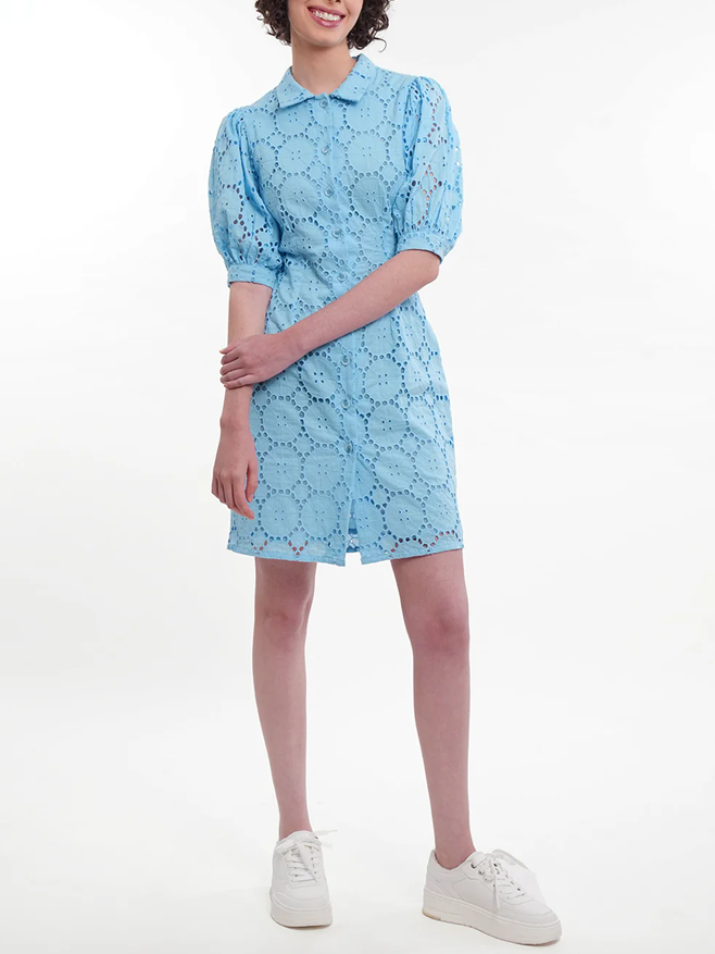 Summer Fashion Blue Short Shirt Dress