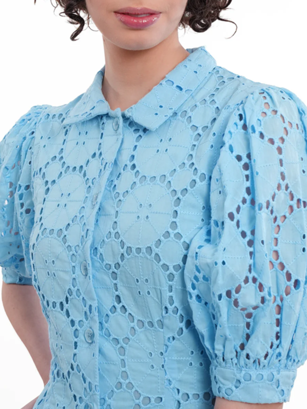 Summer Fashion Blue Short Shirt Dress