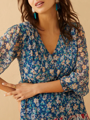 Sweet Floral Print Drop Waist Dress