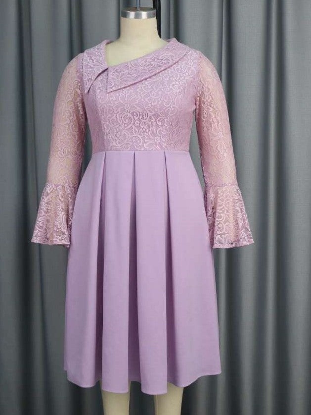 Sweet Long Sleeve Light Purple Fitted Dress