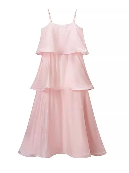 Sweet Pink Tiered Ruffle Maxi Dress