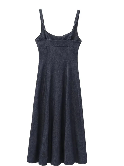 Trendy Slit Denim Blue Dress