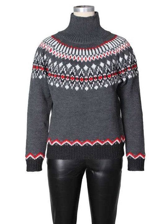 Winter Fashion Polo Neck Knit Black Sweater